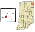 DeKalb County Indiana Incorporated and Unincorporated areas Auburn Highlighted